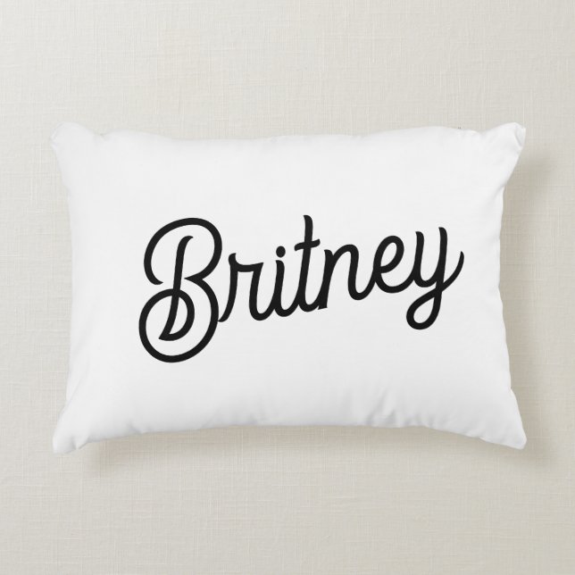 Modern Black White Personlig Monogram och Namn Prydnadskudde (Framsidan)