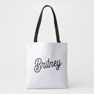 Modern Black White Personlig Monogram och Namn Tygkasse
