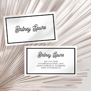 Modern Black White Personlig Monogram och Namn Visitkort