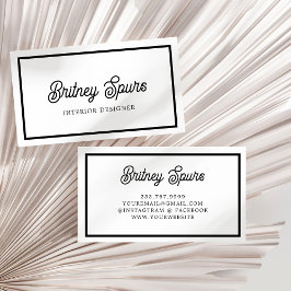 Modern Black White Personlig Monogram och Namn Visitkort