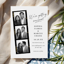 Modern Black & White Photo-booth Filmstrip Wedding Spara Datumet