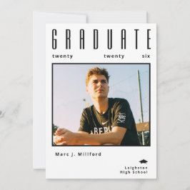 Modern Black White Photo Graduation Announcement Inbjudningar