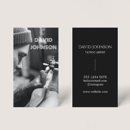 Modern Black & White Photo Tattoo Artist Salon Visitkort
