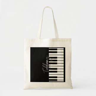 Modern Black & White Piano Tangentbord Monogram Na Tygkasse