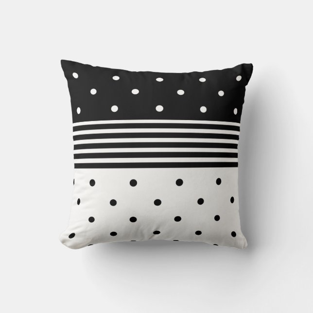 Modern Black & White Polka Dot Dekorativ kudde (Framsida)
