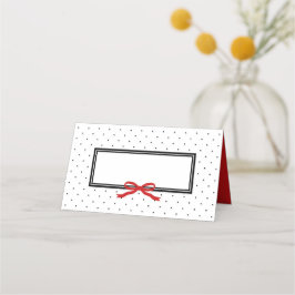 Modern Black White Polka Dot med Red Ribbon Placeringskort