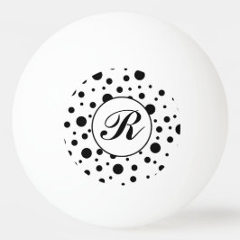 Modern Black White Polka Dot Monogram Pingisboll