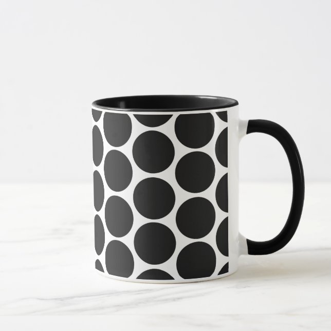 MODERN BLACK, WHITE POLKA DOTS MUGG (Höger)