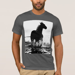 Modern Black White Pop Art Running Horse Manar T Shirt