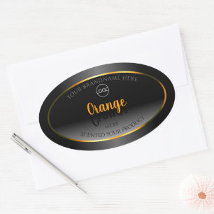 Modern Black White Product Label Orange Ram Logoty Ovalt Klistermärke