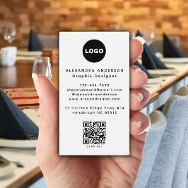 Modern Black White QR Logotyp Professionell Visitkort