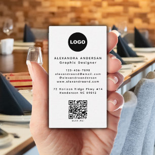 Modern Black White QR Logotyp Professionell Visitkort