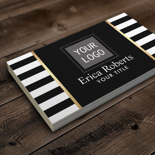Modern Black & White Rand Anpassningsbar Logotyp Visitkort