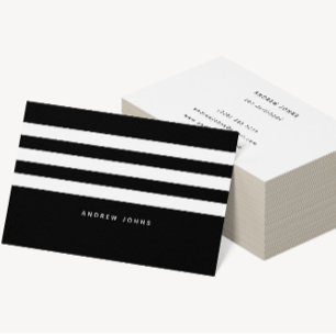 Modern Black & White Rand Classic Visitkort
