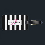 Modern Black & White Rand Monogram Bagagebricka<br><div class="desc">Elegant svartvit rand mönster. Fullt anpassade bagagemärken. Om du behöver hjälp med att anpassa någon av mina designers kontaktar du ArtOnWear-designern. Kostnadsfri textformatering med hjälp av direkthjälp tillgänglig på begäran.</div>