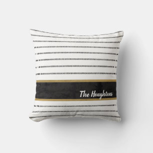 Modern Black White Rand Monogram Dekorativ kudde