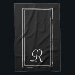 Modern Black & White Rand Monogram-Personlig Kökshandduk<br><div class="desc">Kökshandduk för Modern Black & White Rand Monogram Personlig</div>