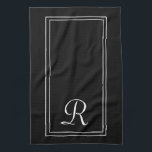 Modern Black & White Rand Monogram-Personlig Kökshandduk<br><div class="desc">Kökshandduk för Modern Black & White Rand Monogram Personlig</div>