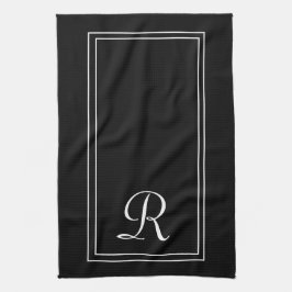 Modern Black & White Rand Monogram-Personlig Kökshandduk