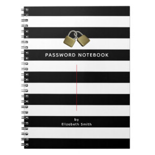 Modern Black White Rand Password Anteckningsbok