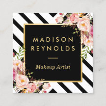 Modern Black White Rand Rosa Blommigt Guld Ram