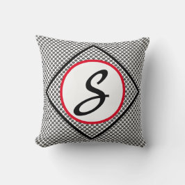 Modern Black White Red Monogram Dekorativ kudde