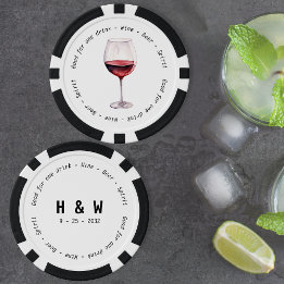 Modern Black White Red Vin Drink Voucher Bröllop Poker Marker