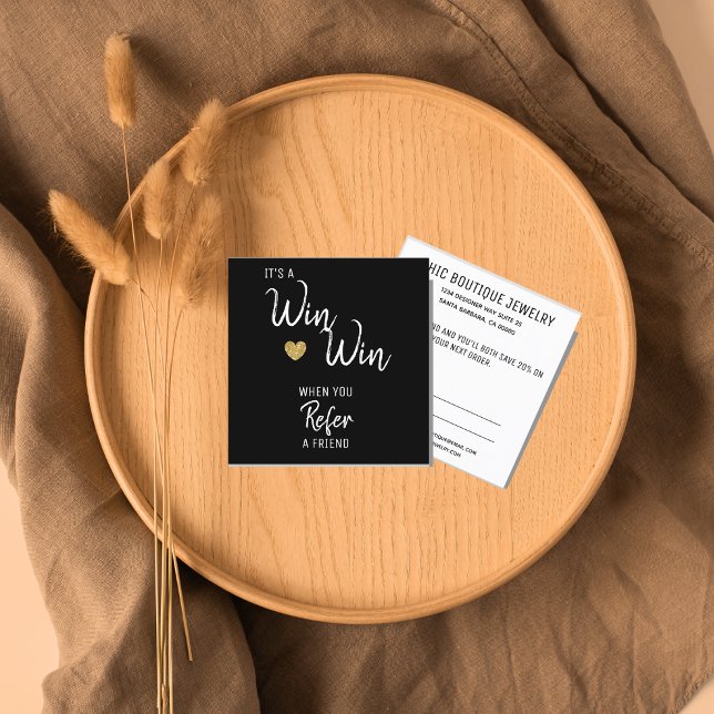 Modern Black White Refar en vän Rabattkort (Skapare uppladdad)