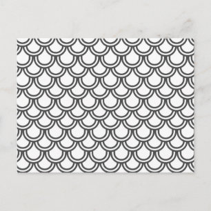 Modern Black White Retro Scallop Mönster Vykort