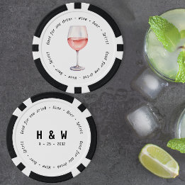 Modern Black White Ro Vin Drink Voucher Bröllop Poker Marker