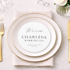 Modern Black & White Round Wedding Sign & Menu Meny