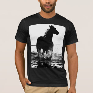 Modern Black White Runse Horse Pop Art Manar T Shirt