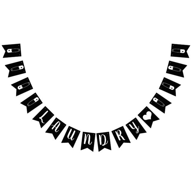 Modern Black & White Safety Stift Tvätt Room Vimplar (Alla)