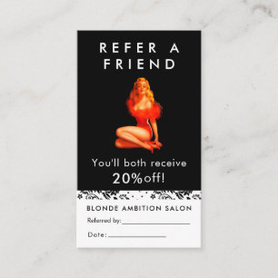 Modern Black White Salon ReferrCard Beauty Visitkort