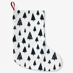 Modern Black & White Scandinavian Julgranar Liten Julstrumpa