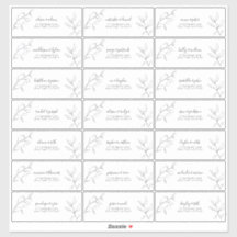Modern Black White Script Botanical Guest Adress