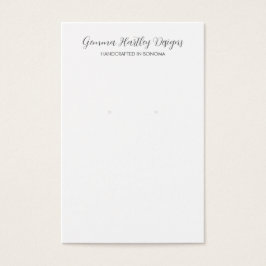 Modern Black White Script Earring Visning Cards Visitkort