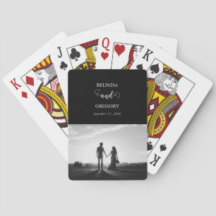 Modern Black & White Script par Photo Bröllop Casinokort