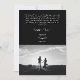 Modern Black & White Script par Photo Bröllop Tack Kort