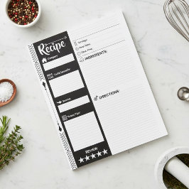  Modern Black & White Sheets | Blank Recipe Pages Anteckningsblock