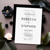 Modern Black White Simple Typography Bröllop