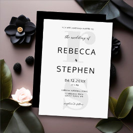 Modern Black White Simple Typography Bröllop Inbjudningar