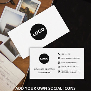 Modern Black White Social Media Logotyp på webbpla Visitkort