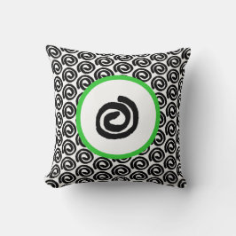 Modern Black White Spiral Lime Green Dekorativ kud Kudde