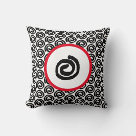 Modern Black White Spiral med Red Dekorativ kudde