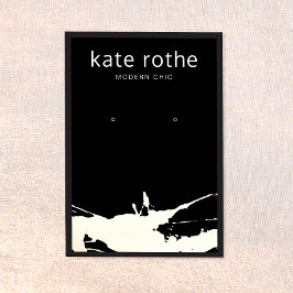 Modern Black White Splatter Earring Visning Card Visitkort