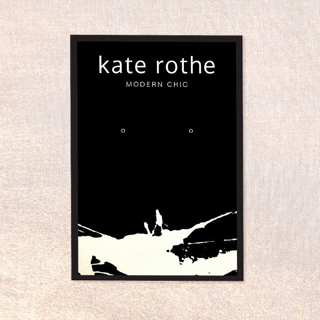 Modern Black White Splatter Earring Visning Card Visitkort (Skapare uppladdad)