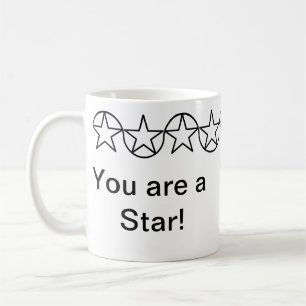 Modern Black & White Star Personlig mugg