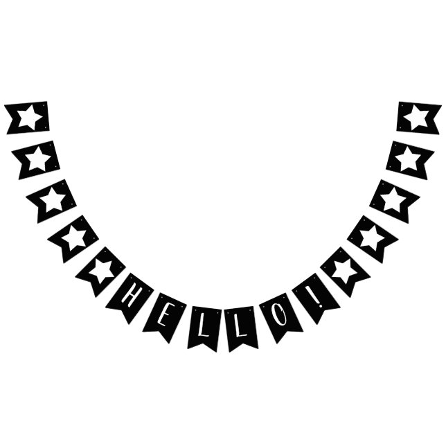 Modern Black & White Stars Hej Vimplar (Alla)