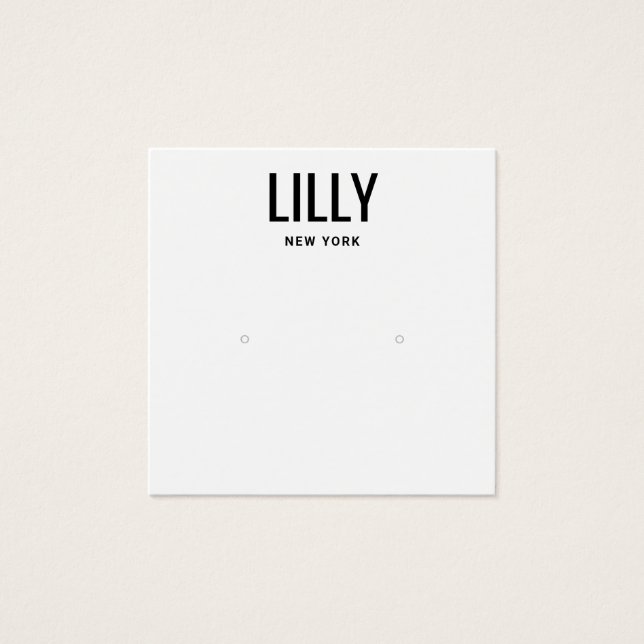 Modern Black White Stud Earring Visning Card Fyrkantigt Visitkort (Framsida)